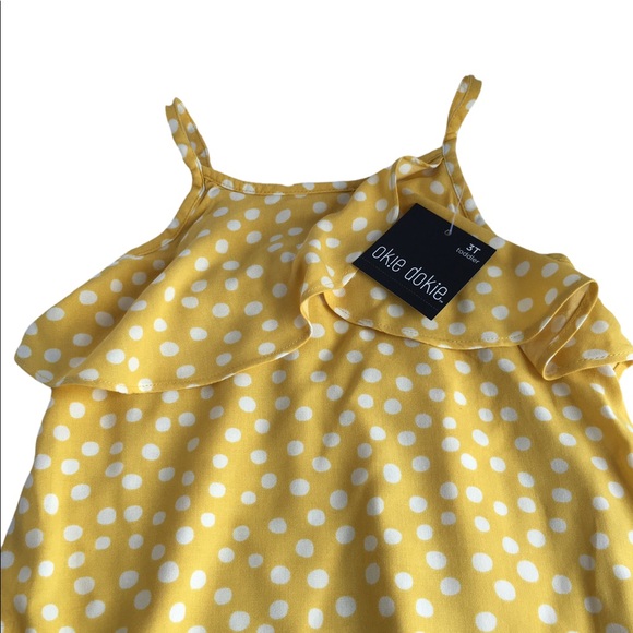 Oakie Dokie Yellow Sun Dress 3T NWT Cute Ruffle on bodice. Ruffle on bottom. - Picture 3 of 10